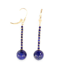 Load image into Gallery viewer, 14K Yellow Gold Blue Lapis Lazuli Dangling Earrings