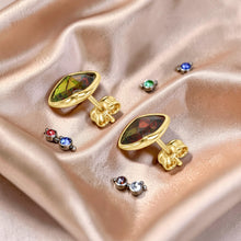 Load image into Gallery viewer, 14k Yellow Solid Gold 7mm x 7mm Heart Shaped Garnet Stud Earrings