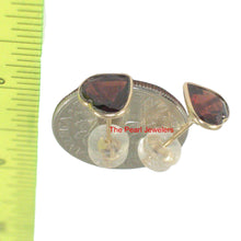 Load image into Gallery viewer, 14k Yellow Solid Gold 7mm x 7mm Heart Shaped Garnet Stud Earrings