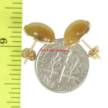 Load image into Gallery viewer, 14k Yellow Solid Gold Cabochons Genuine Tiger-Eye Gemstone Stud Earrings