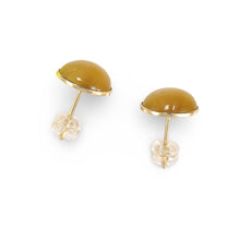 Load image into Gallery viewer, 14k Yellow Solid Gold Cabochons Genuine Tiger-Eye Gemstone Stud Earrings