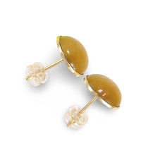 Load image into Gallery viewer, 14k Yellow Solid Gold Cabochons Genuine Tiger-Eye Gemstone Stud Earrings