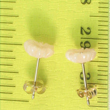 Load image into Gallery viewer, Natural Angel Skin Coral Carved Flower 14K Solid Yellow Gold Stud Earrings
