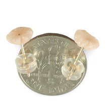 Load image into Gallery viewer, Natural Angel Skin Coral Carved Flower 14K Solid Yellow Gold Stud Earrings