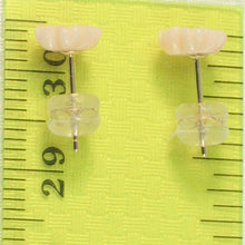 Load image into Gallery viewer, Natural Angel Skin Coral Carved Flower 14K Solid Yellow Gold Stud Earrings