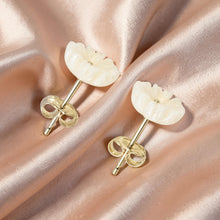 Load image into Gallery viewer, Natural Pale Pink Coral Carved Flower 14K Solid Yellow Gold Stud Earrings
