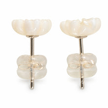 Load image into Gallery viewer, Natural Pale Pink Coral Carved Flower 14K Solid Yellow Gold Stud Earrings