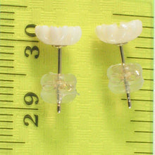 Load image into Gallery viewer, Natural Pale Pink Coral Carved Flower 14K Solid Yellow Gold Stud Earrings