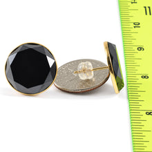 Load image into Gallery viewer, 14k Solid Yellow Gold Genuine Faced 16mm Tablet Hematite Stud Earrings