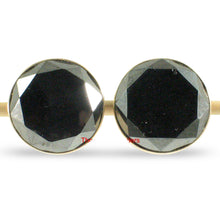 Load image into Gallery viewer, 14k Solid Yellow Gold Genuine Faced 16mm Tablet Hematite Stud Earrings