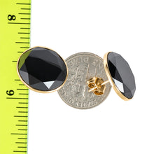 Load image into Gallery viewer, 14k Solid Yellow Gold Genuine Faced 16mm Tablet Hematite Stud Earrings