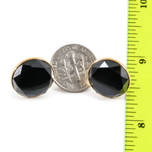 Load image into Gallery viewer, 14k Solid Yellow Gold Genuine Faced 16mm Tablet Hematite Stud Earrings