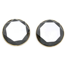 Load image into Gallery viewer, 14k Solid Yellow Gold Genuine Faced 16mm Tablet Hematite Stud Earrings