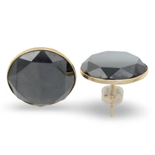Load image into Gallery viewer, 14k Solid Yellow Gold Genuine Faced 16mm Tablet Hematite Stud Earrings