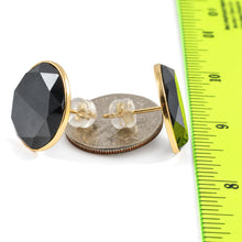 Load image into Gallery viewer, 14k Solid Yellow Gold Genuine Faced 16mm Tablet Hematite Stud Earrings