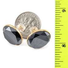 Load image into Gallery viewer, 14k Solid Yellow Gold Genuine Faced 16mm Tablet Hematite Stud Earrings