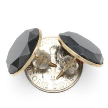 Load image into Gallery viewer, 14k Solid Yellow Gold Genuine Faced 16mm Tablet Hematite Stud Earrings