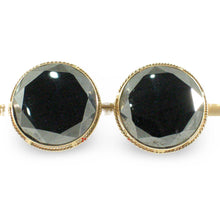 Load image into Gallery viewer, 14k Yellow Gold Rope Frame Design Faced Tablet Black Hematite Stud Earrings