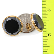 Load image into Gallery viewer, 14k Yellow Gold Rope Frame Design Faced Tablet Black Hematite Stud Earrings