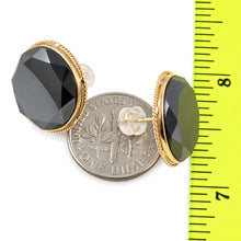 Load image into Gallery viewer, 14k Yellow Gold Rope Frame Design Faced Tablet Black Hematite Stud Earrings