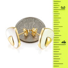 Load image into Gallery viewer, 14k Yellow Gold Heart in Heart Design White Mother of Pearl Stud Earrings