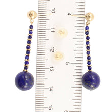 Load image into Gallery viewer, 14K Yellow Gold Blue Lapis Lazuli Dangling Earrings