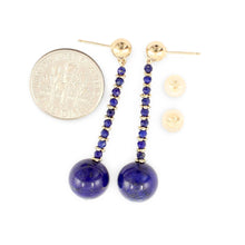 Load image into Gallery viewer, 14K Yellow Gold Blue Lapis Lazuli Dangling Earrings