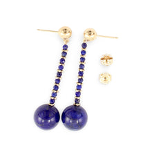 Load image into Gallery viewer, 14K Yellow Gold Blue Lapis Lazuli Dangling Earrings