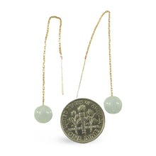 Load image into Gallery viewer, 14k Solid Gold Threader Chain 7mm Gemstone Aquamarine Bead Dangle Earrings