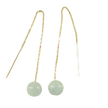 Load image into Gallery viewer, 14k Solid Gold Threader Chain 7mm Gemstone Aquamarine Bead Dangle Earrings