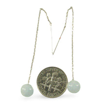 Load image into Gallery viewer, 14k Solid White Gold Threader Chain 7mm Gemstone Aquamarine Bead Dangle Earrings