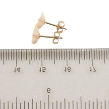 Load image into Gallery viewer, Natural Angel Skin Coral Carved Flower 14K Solid Yellow Gold Stud Earrings