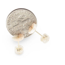 Load image into Gallery viewer, Natural Angel Skin Coral Carved Flower 14K Solid Yellow Gold Stud Earrings