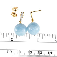 Load image into Gallery viewer, 14k Yellow Gold 6 Diamonds &amp; Aquamarine Dangle Stud Earrings