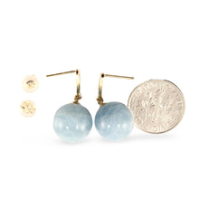 Load image into Gallery viewer, 14k Yellow Gold 6 Diamonds &amp; Aquamarine Dangle Stud Earrings