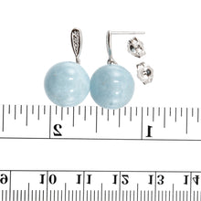 Load image into Gallery viewer, 14k White Gold 6 Diamonds &amp; Natural Aquamarine Dangle Stud Earrings