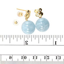 Load image into Gallery viewer, 14k Yellow Gold X Design Diamonds &amp; Aquamarine Dangle Stud Earrings