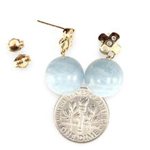 Load image into Gallery viewer, 14k Yellow Gold X Design Diamonds &amp; Aquamarine Dangle Stud Earrings