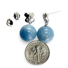 Load image into Gallery viewer, 14k White Gold X Design Diamonds &amp; Aquamarine Dangle Stud Earrings