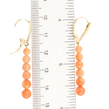 Load image into Gallery viewer, 14kt Solid Yellow Gold Pink Coral Beads Dangling Earrings