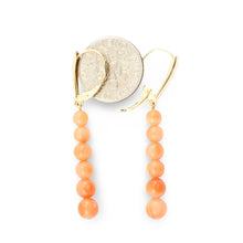 Load image into Gallery viewer, 14kt Solid Yellow Gold Pink Coral Beads Dangling Earrings