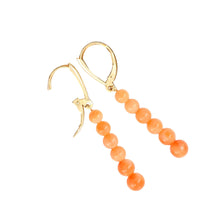 Load image into Gallery viewer, 14kt Solid Yellow Gold Pink Coral Beads Dangling Earrings