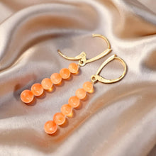 Load image into Gallery viewer, 14kt Solid Yellow Gold Pink Coral Beads Dangling Earrings