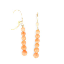 Load image into Gallery viewer, 14kt Solid Yellow Gold Pink Coral Beads Dangling Earrings