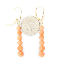 Load image into Gallery viewer, 14kt Solid Yellow Gold Pink Coral Beads Dangling Earrings