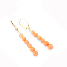 Load image into Gallery viewer, 14kt Solid Yellow Gold Pink Coral Beads Dangling Earrings