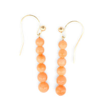 Load image into Gallery viewer, 14kt Solid Yellow Gold Pink Coral Beads Hook Earrings