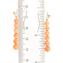 Load image into Gallery viewer, 14kt Solid Yellow Gold Pink Coral Beads Hook Earrings