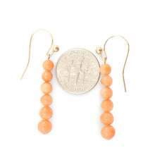 Load image into Gallery viewer, 14kt Solid Yellow Gold Pink Coral Beads Hook Earrings