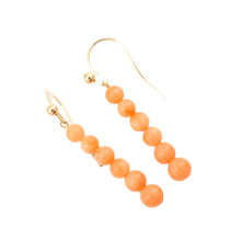 Load image into Gallery viewer, 14kt Solid Yellow Gold Pink Coral Beads Hook Earrings